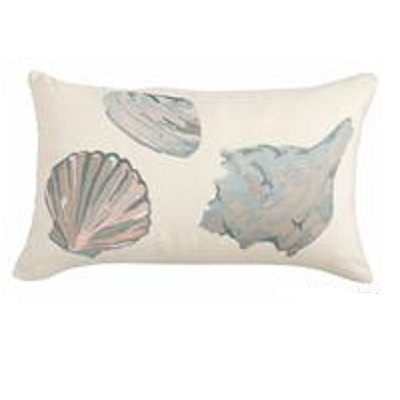 Shells Embroidered 12" x 20" Pillow Cover