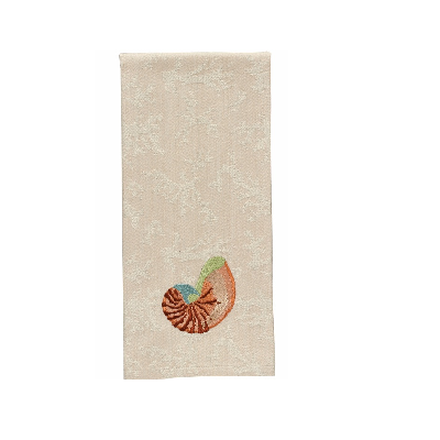 Embroidered Shell Dishtowel