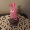 Pink Thumper Bunny Battery Operated Candle On A Log