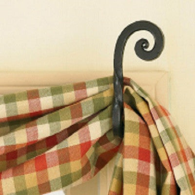Forged Scroll Curtain Hooks ~ Pair