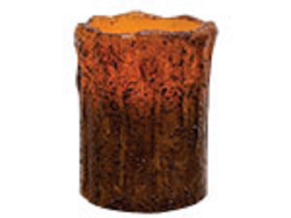 Battery Operated Grungy 4 Inch Remote Control Brown Pillar Candle