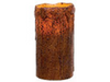 Battery Operated Grungy 6 Inch Brown Remote Control Pillar Candle