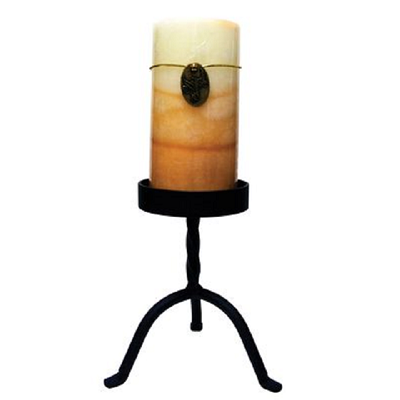 6 Inch Black Wrought Iron Pillar Candle Stand