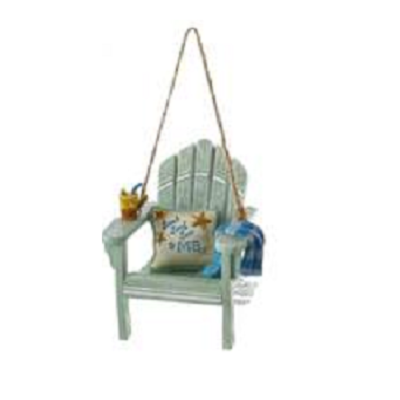 Kurt S. Adler Wooden Green Beach Chair With Pillow Ornament