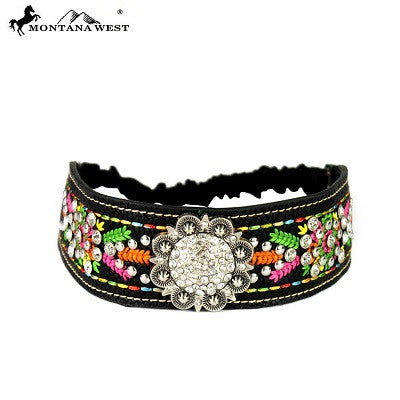 Montana West Embroidered Collection Headband ~ Silver Rhinestone Concho