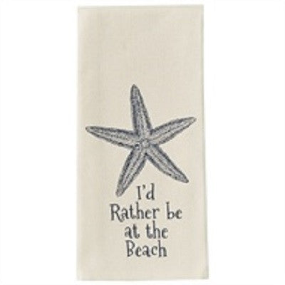 Cotton Printed Starfish I'd Rather Be At The Beach Dishtowel
