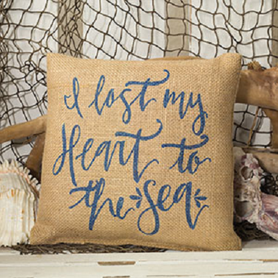 I Lost My Heart To The Sea Burlap Pillow