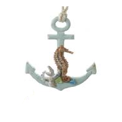 Kurt S. Adler Wooden Seahorse on Anchor Ornament