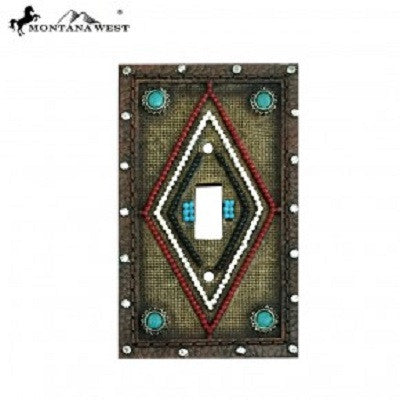 Montana West Tooled Leather-Like Aztec Design Single Switch Plate Cover