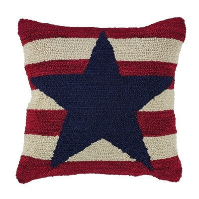 American Star Hooked Pillow Cover