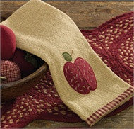 Burlap Cotton Applique Apple Decorative Dish Towel.