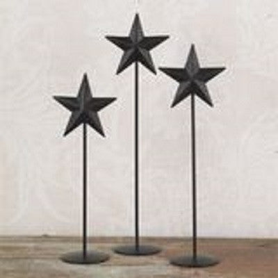 Set of Three Black Primitive Star Pedestals