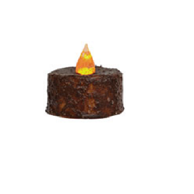 Brown Battery Operated Grungy Tealight Timer Candle