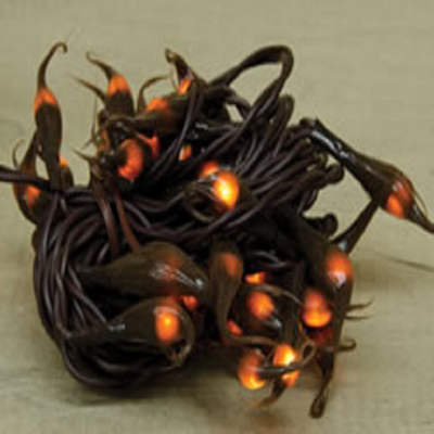 Strand of 35 Silicone Teeny String Lights with Brown Cord