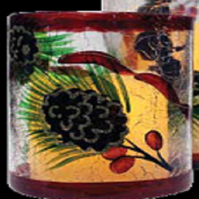Pinecone & Berries Crackle Glass Flameless Candle