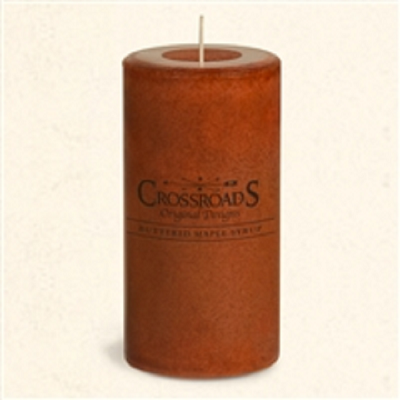 Crossroads 3 x 6  Inch Buttered Maple Syrup Pillar Candle