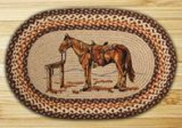 Hitched Horse Oval Shaped Rug
