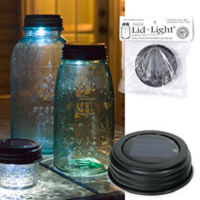 Solar Mason Jar Lid Light with Rustic Brown Lid