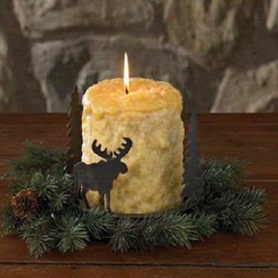 Metal Moose and Fir Tree Candle Pan