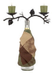 Pine Lodge Wine Bottle Votive Holder Topper