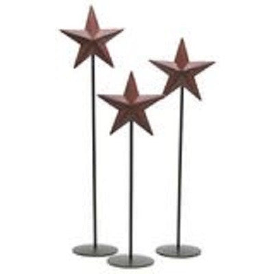 Set of Three Red Primitive Star Pedestals