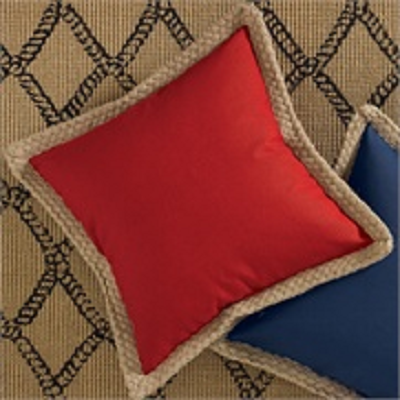 Jute Trim 18 Inch Pillow Cover ~ Red