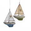 Kurt S. Adler Wooden Antique Finish Sailboat With Starfish Ornaments