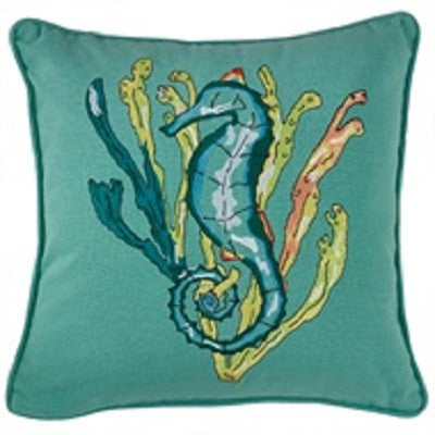 Sea Horse Embroidered 20" Pillow Cover