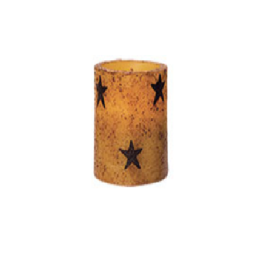 Battery Operated 4 Inch Rusty Star Timer Pillar Candle