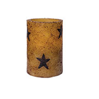Battery Operated 4 Inch Rusty Star Timer Pillar Candle