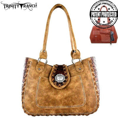 Trinity Ranch Concealed Handgun Collection Tote Bag ~ Dual Carry ~ Brown