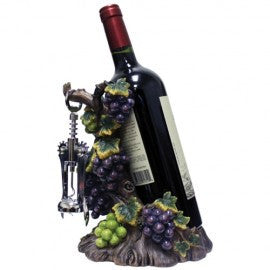 Vineyard Wine Bottle Holder With Corkscrew