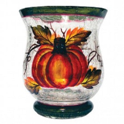 Autumn Harvest Crackle Glass Votive Cup