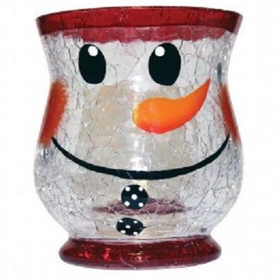Snowman Crackle Glass Votive Cup