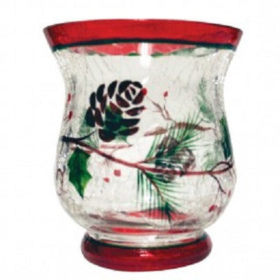 Woodland Winterberries Crackle Glass Votive Cup