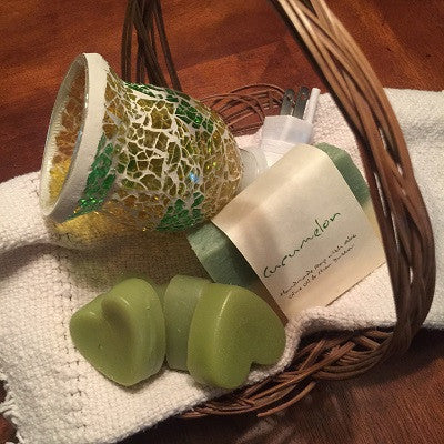 Cucumber Melon Wax Warmer Washroom Gift Basket
