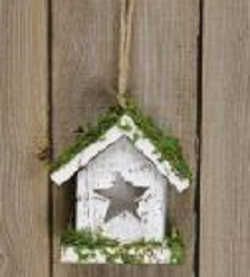White Birdhouse Ornament