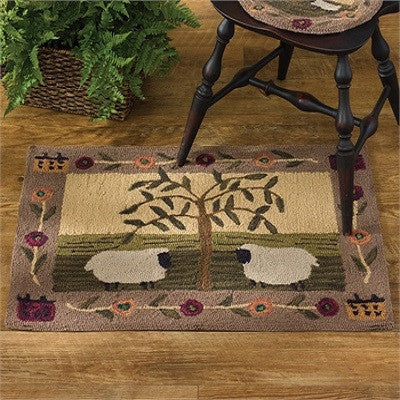 Willow Sheep Hooked Rug