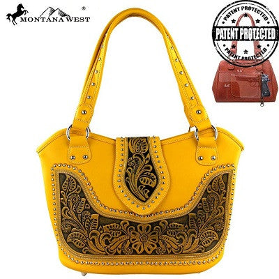 Montana West Tooling Concealed Handgun Collection Handbag ~ Yellow